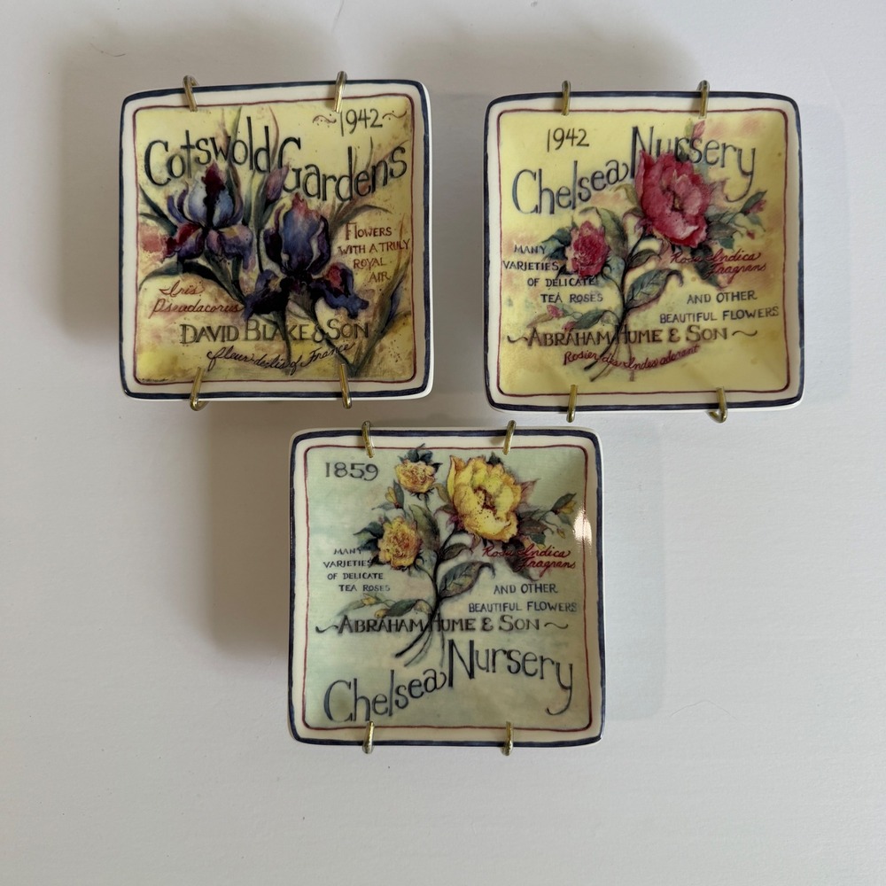 MWW Market Susan‎ Winget Botanical Plates Set 3 Cotswold Gardens Chelsea Nursery